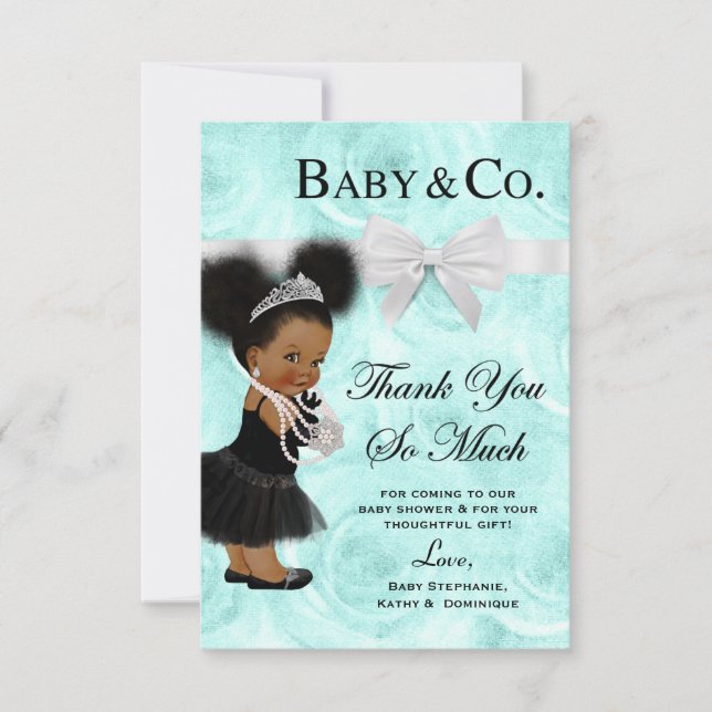 Blue Watercolor Thank You Baby Shower Card (Front)
