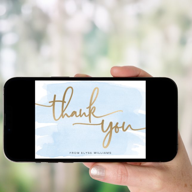 Blue Watercolor Thank You Card (Front Digital)