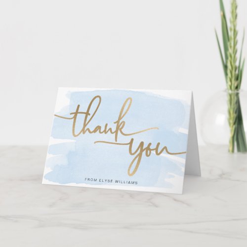 Blue Watercolor Thank You Card