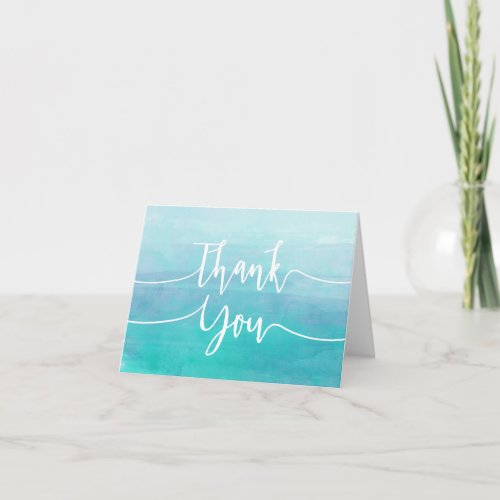 Blue Watercolor Thank You Card  Ombre Watercolor