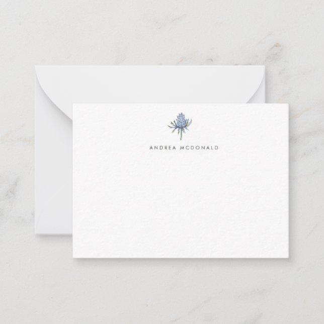 Blue Watercolor Thistle Gift Enclosure Card (Front)