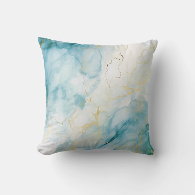 Blue watercolor throw pillow (Front)
