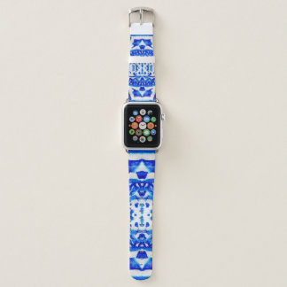Blue watercolor tribal ethnic seamless pattern apple watch band