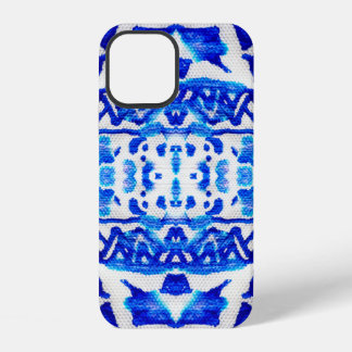 Blue watercolor tribal ethnic seamless pattern iPhone 12 case