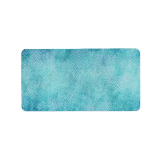 Blue Watercolor Turquoise Paper Background Label (Front)