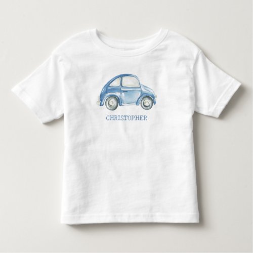 Blue Watercolor Vintage Retro Buggy Bug Car Toddler T_shirt