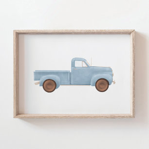 Blue Watercolor Vintage Truck Poster