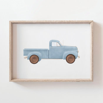 Blue Watercolor Vintage Truck Poster by LittleFolkPrintables at Zazzle