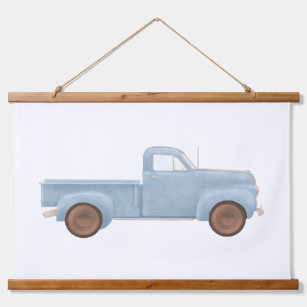 Blue Watercolor Vintage Truck Poster Hanging Tapestry