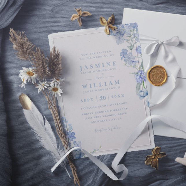 Blue Watercolor Virtual Elegant QR Code Wedding Invitation (Creator Uploaded)