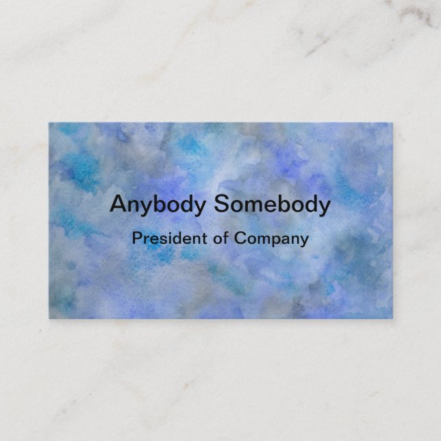 Blue Watercolor Wash Business Cards (Front)