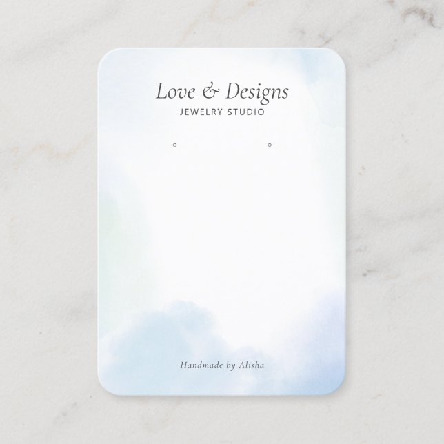 Blue Watercolor Wash Earring Jewelry Display Business Card (Front)