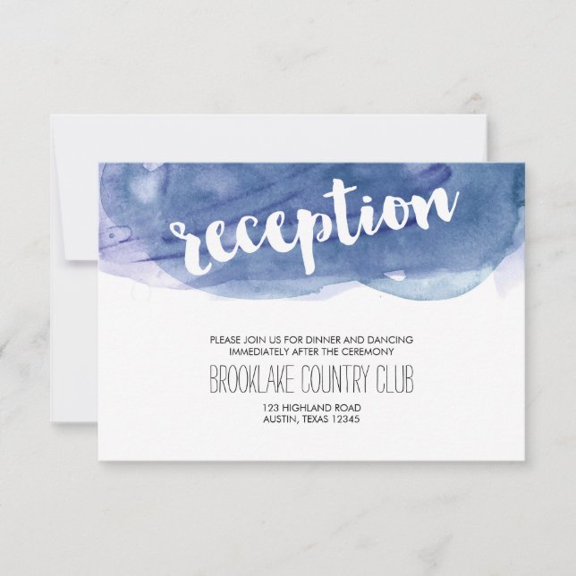 Blue Watercolor Wash Wedding Reception Invitation (Front)