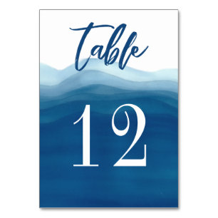 Blue Watercolor Wave Design Table Card