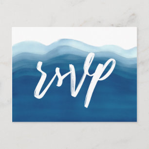 Blue Watercolor Wave Meal Choice RSVP Invitation Postcard