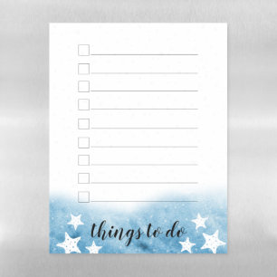 Blue Watercolor Wave Starfish Mermaid To Do List Magnetic Dry Erase Sheet