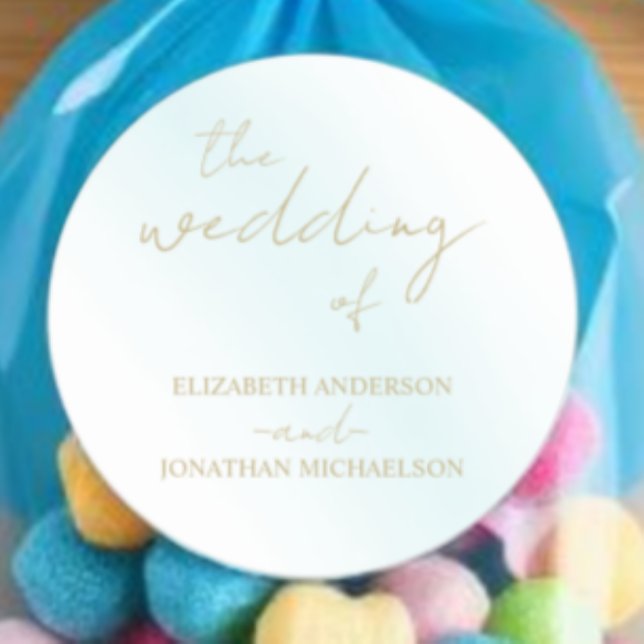 Blue Watercolor Wave Wedding Classic Round Sticker (Creator Uploaded)