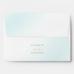Blue Watercolor Wave Wedding Envelope