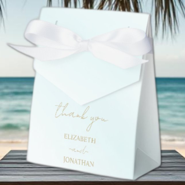 Blue Watercolor Wave Wedding Favor Boxes (Creator Uploaded)
