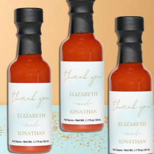 Blue Watercolor Wave Wedding Hot Sauces