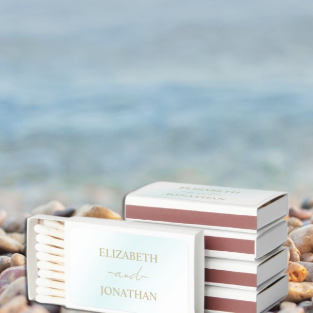 Blue Watercolor Wave Wedding Matchboxes (Creator Uploaded)