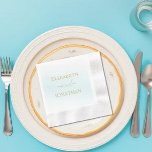 Blue Watercolor Wave Wedding Napkins