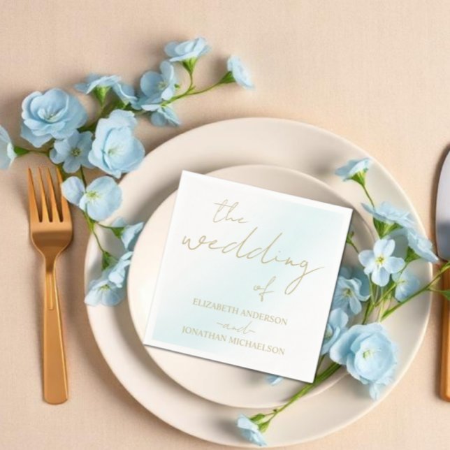 Blue Watercolor Wave Wedding Napkins (Creator Uploaded)