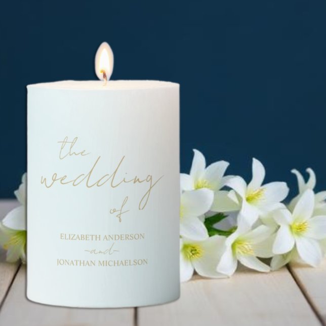 Blue Watercolor Wave Wedding Pillar Candle (Creator Uploaded)