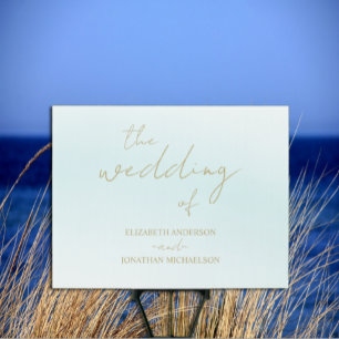 Blue Watercolor Wave Wedding Sign
