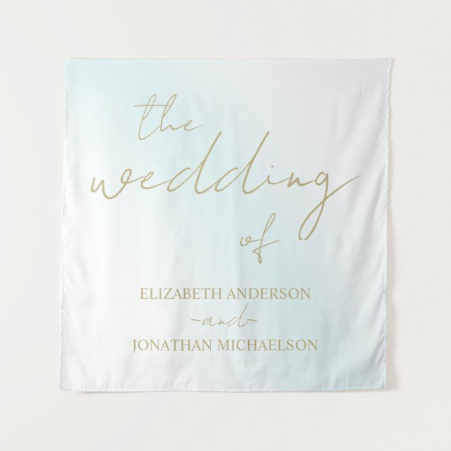 Blue Watercolor Wave Wedding Tapestry (Front)