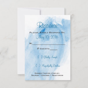 Blue Watercolor Wedding Invitaion RSVP Card