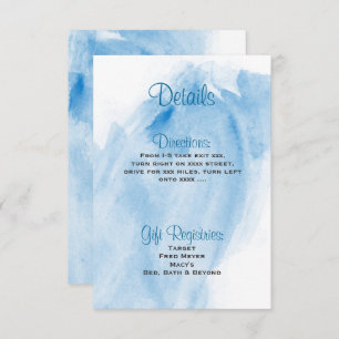 Blue Watercolor Wedding Invitation Details Card