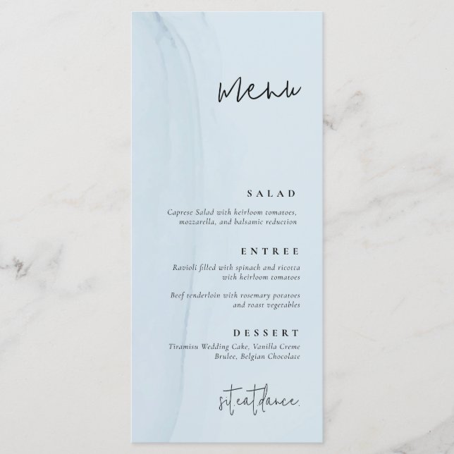 Blue Watercolor Wedding Menu (Front)