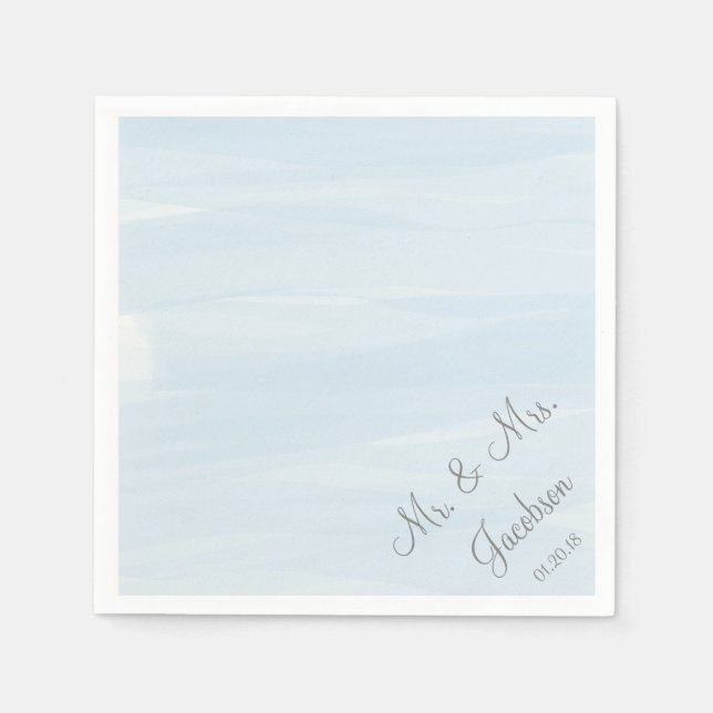 Blue Watercolor Wedding Napkins (Front)