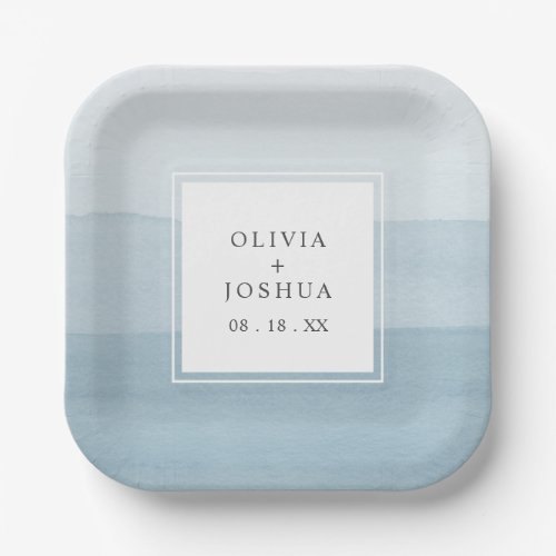 Blue Watercolor Wedding Paper Plates