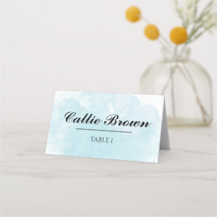 Blue Watercolor Wedding Place Card