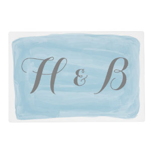 Blue Watercolor Wedding Placemat