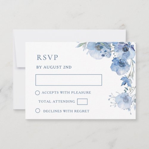 Blue Watercolor Wedding RSVP Card