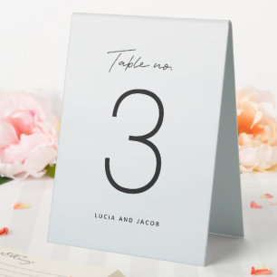 Blue watercolor wedding table number table tent