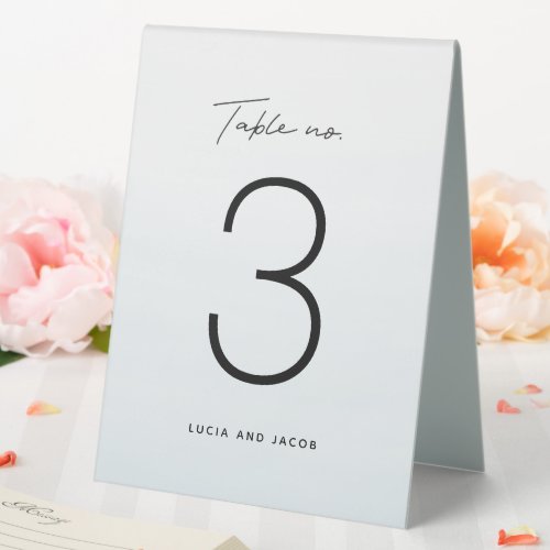 Blue watercolor wedding table number table tent sign