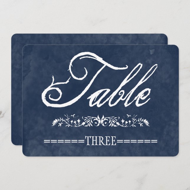 Blue Watercolor Wedding Table Numbers (Front/Back)