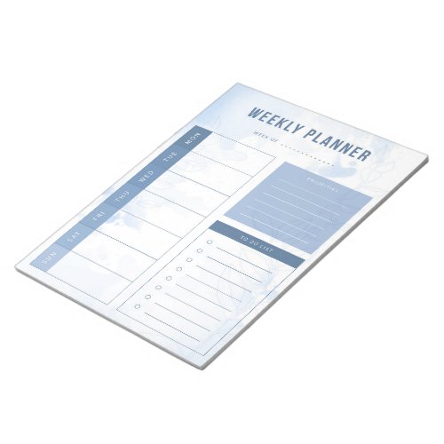 Blue Watercolor Weekly Planner Notepad