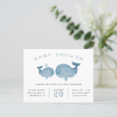 Blue Watercolor Whale Nautical Baby Shower Invitation Postcard (Standing Front)