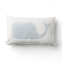 Blue Watercolor Whale Nursery Decor Lumbar Pillow