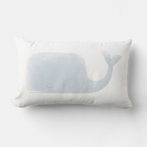 Blue Watercolor Whale Nursery Decor Lumbar Pillow