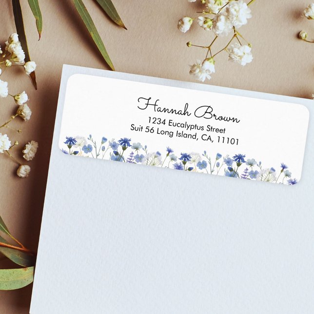 Blue Watercolor Wildflower Garden Label (In situ envelope)