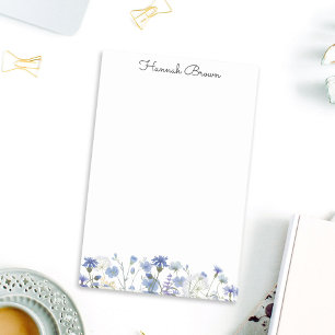 Blue Watercolor Wildflower Garden Post-it Notes