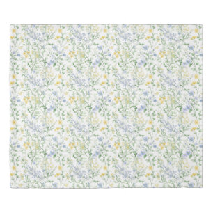 Blue Watercolor Wildflower King Size Duvet Cover
