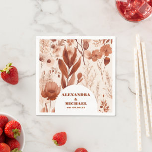 Blue Watercolor  Wildflowers Wedding Napkins