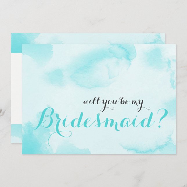 Blue Watercolor Will you be my Bridesmaid Invitation (Front/Back)